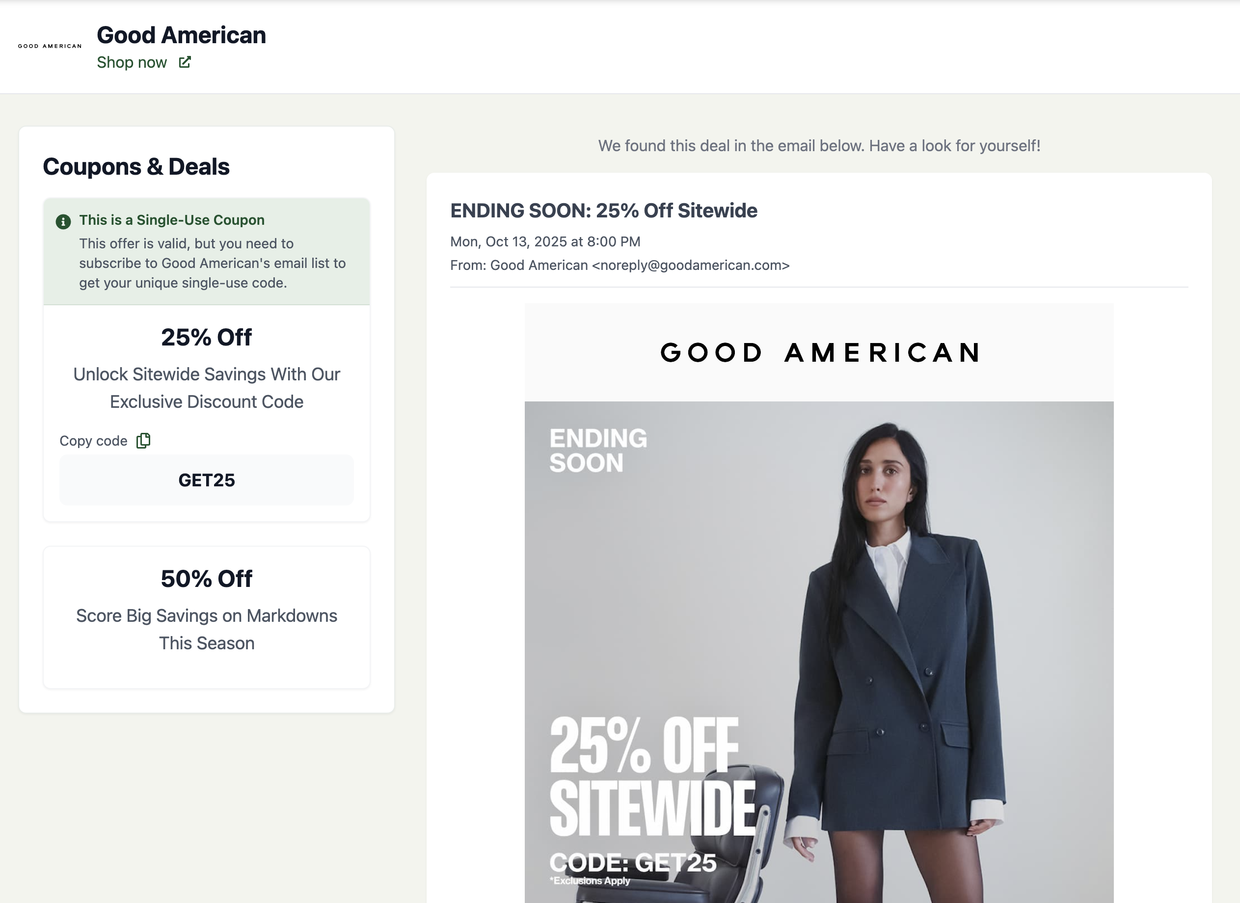 Emails and Deals Home Page